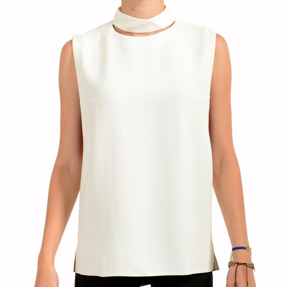 Tom Ford Women's Off White Sleeveless Blouse Top US XS IT 38